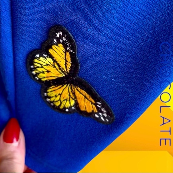 Chocolate blue romper with butterfly 🦋 detail - Picture 5 of 9